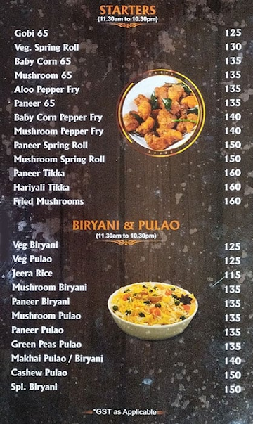 Sri Paarvathi Bavan menu 