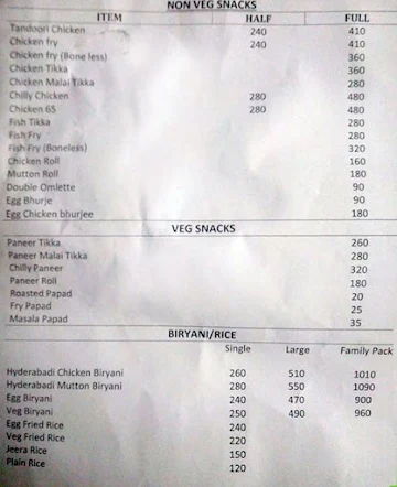 Hyderabadi Biryani House menu 