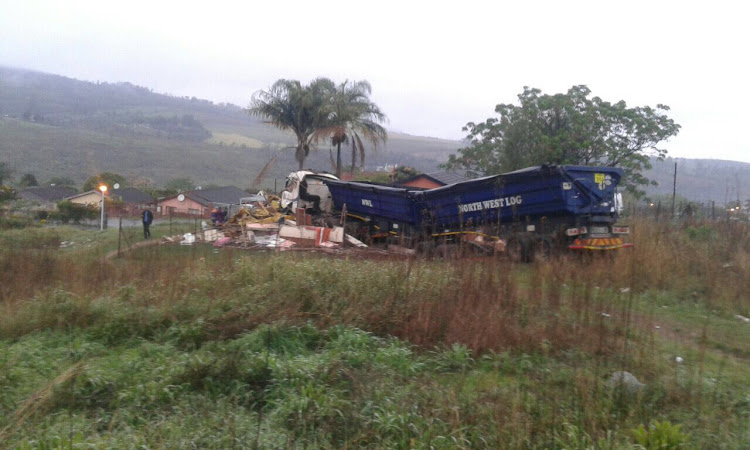 An articulated truck flattened a house in Copesville, Pietermartizburg, on Friday morning. Four children who were inside somehow survived.