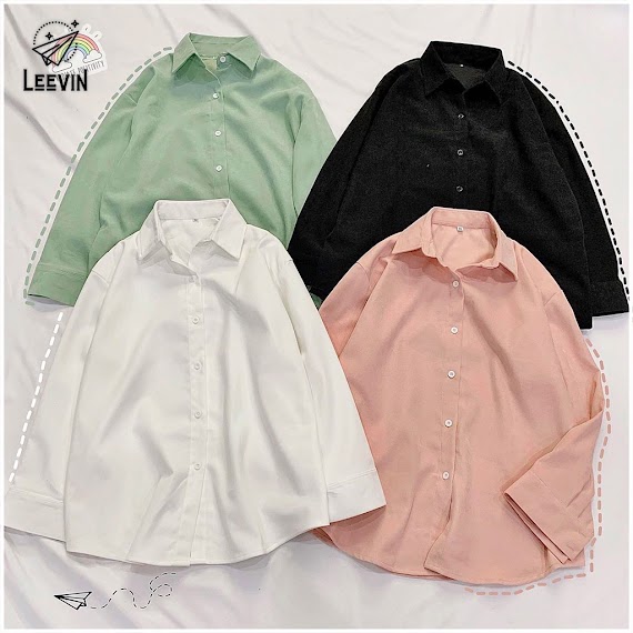 Áo Sơ Mi Nhung Kupi Form Rộng Tay Dài Unisex Nam Nữ Phong Cách Hàn Quốc Ulzzang Bigsize Leevin Store