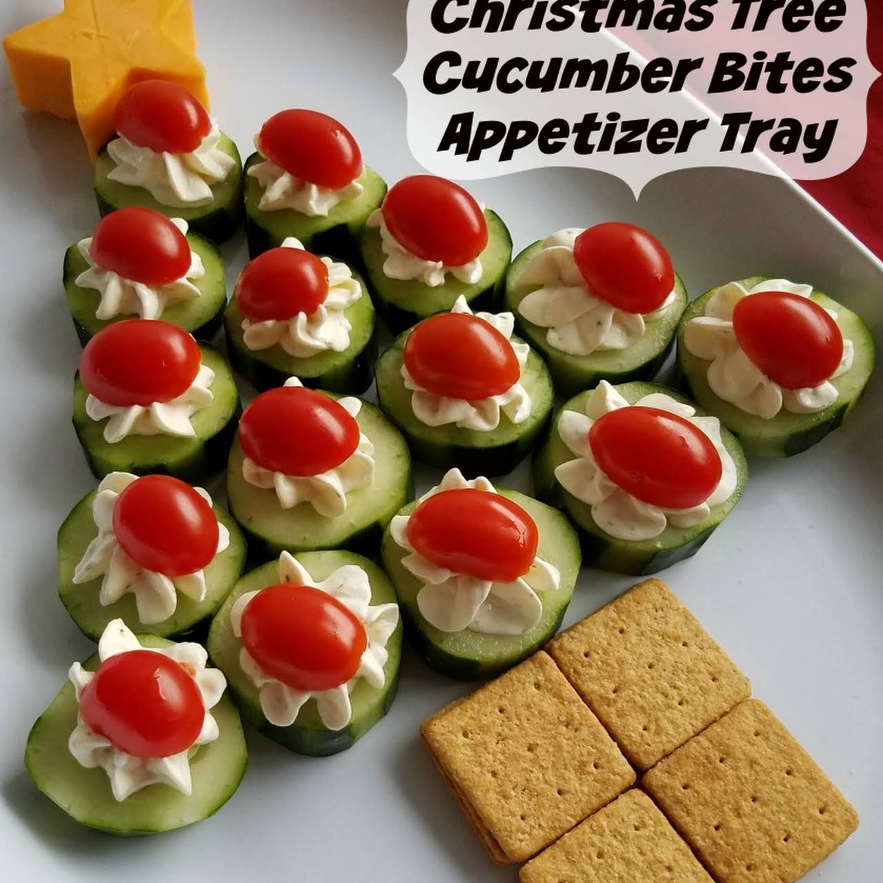 Cucumber Bites Christmas Tree Appetizer Tray