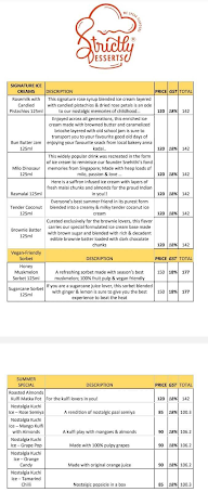 Strictly Desserts menu 1