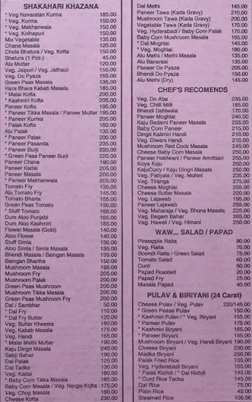 Kirti Mahal menu 