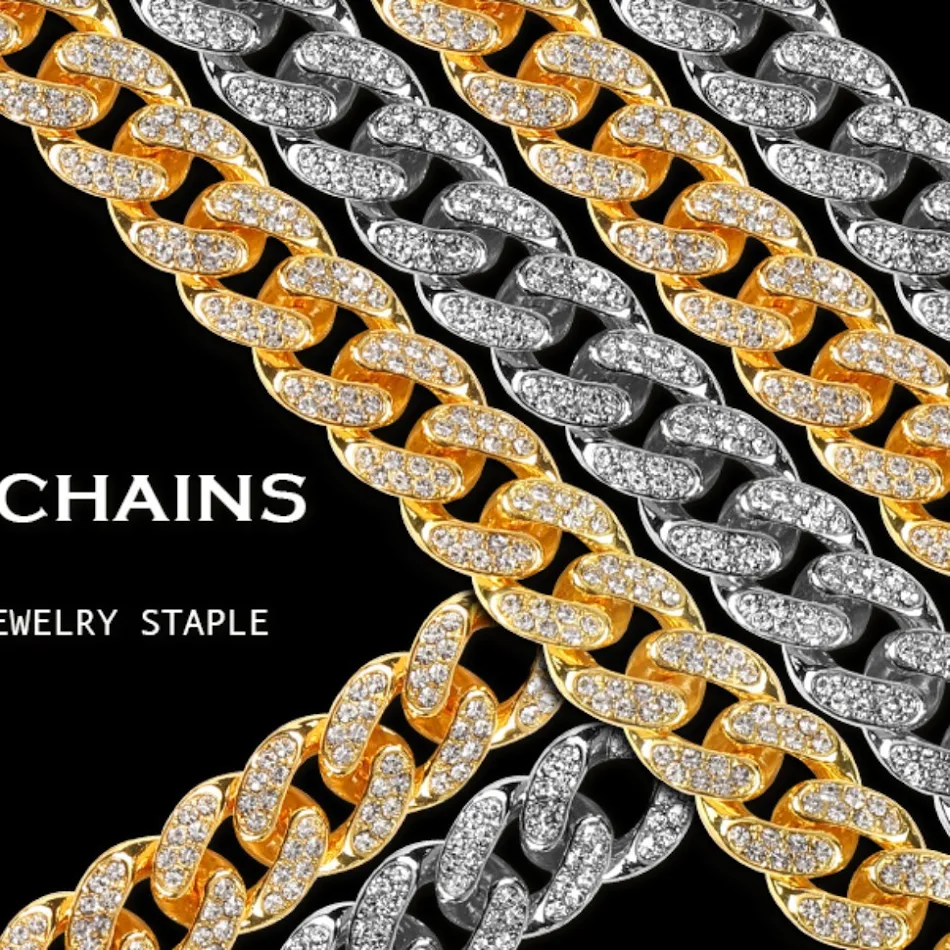 Alloy Line Cuban Link armband met diamanten, een stijlvol sieraad voor mannen en vrouwen, ideaal voor een luxe uitstraling.