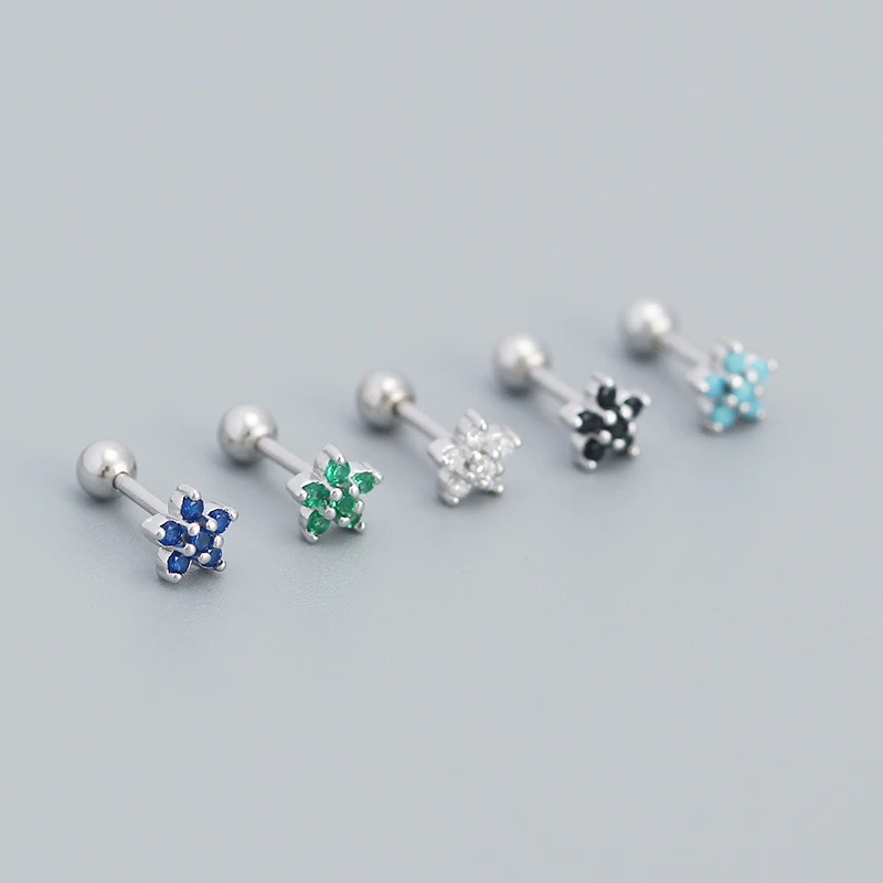 Title 2, Bloemen oorstekers met strass steentjes, S925 z...