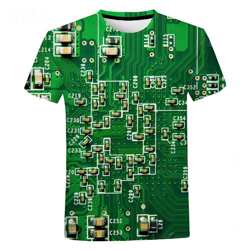 Title 6, Circuit Board Digital Printed T-shirt for Men a...