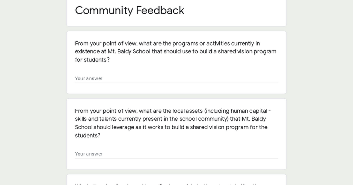 Community Feedback