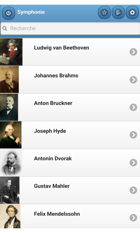 Android application Symphony screenshort