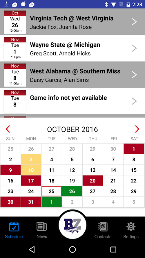 Android application Officiating screenshort