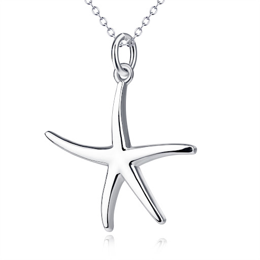 Title 1, Starfish Pendant Five-Pointed Star Necklace. En...