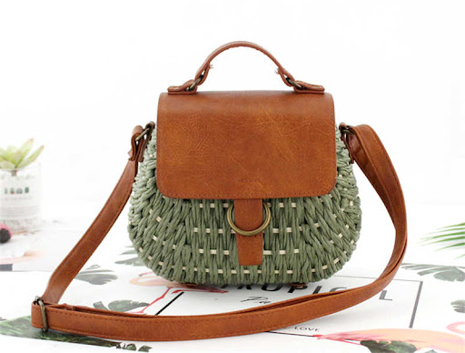 Title 3, New Retro Straw Woven Bag Yuandou Messenger Bea...