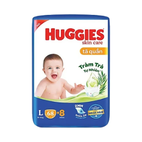 Tã-bỉm quần Huggies Skincare Tràm Trà Tự Nhiên L68+8 miếng