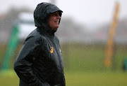 The Springboks head coach Rassie Erasmus looks on during the team's training seesion at Ravensmead in Cape Town on August 6 2018.   