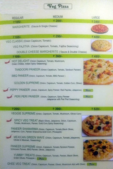 Pizza Dough menu 