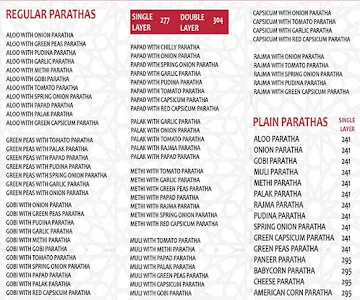 Only Parathas menu 