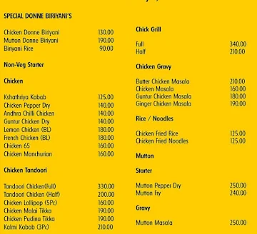 Donne Biriyani Mane menu 