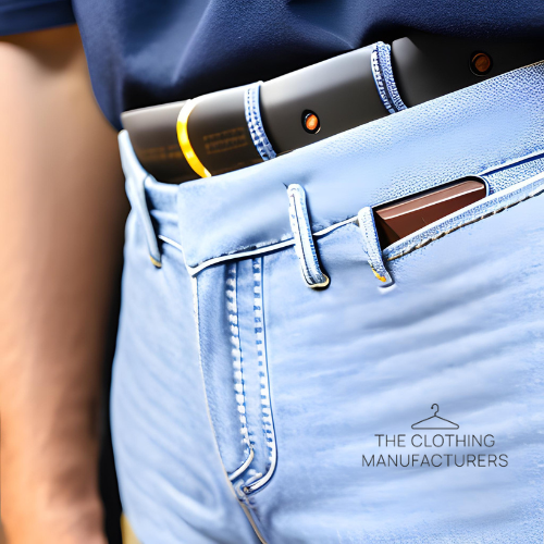 Man wearing blue jeans which has hidden pocket