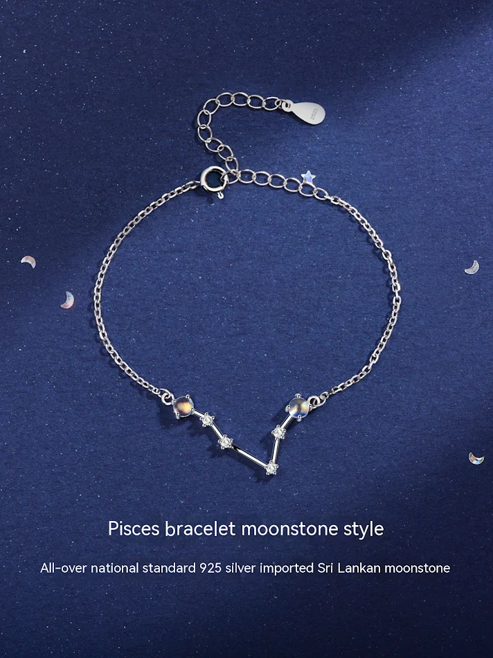 Lucky Twelve Constellatie Maansteen Armband voor dames. Ervaar elegantie en mystiek. Het perfecte cadeau.