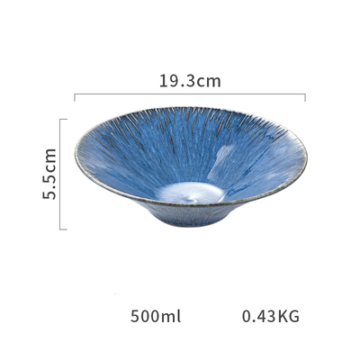 Title 6, Nordic Blue Ceramic Steak Western Plate Tablewa...