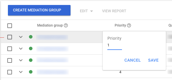 Exemplo da opção de prioridade "Criar grupo de mediação"