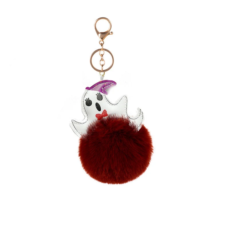 Pendentif Porte-clés Halloween Fantôme Boule de Fourrure Drôle Un accessoire mignon pour clés, sacs ou sacs à dos. Idéal pour offrir ou se faire plaisir.