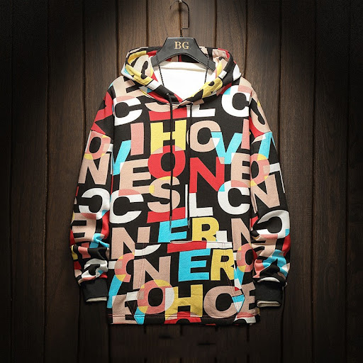 Title 3, Loose casual hooded printed class coat