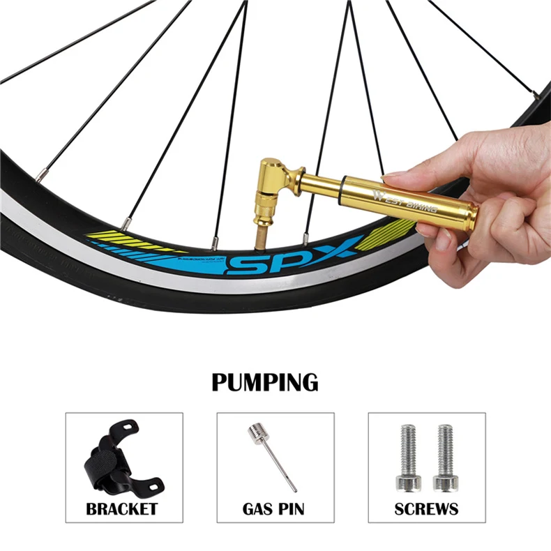 Pompa ad alta pressione per bici, casa, basket e tubo dell'aria. Gonfiaggio rapido e versatile per diverse applicazioni domestiche.