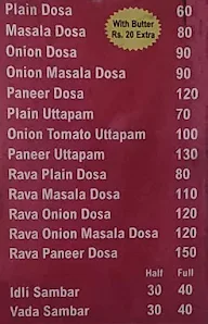 Rajan South Indian Dosa menu 2