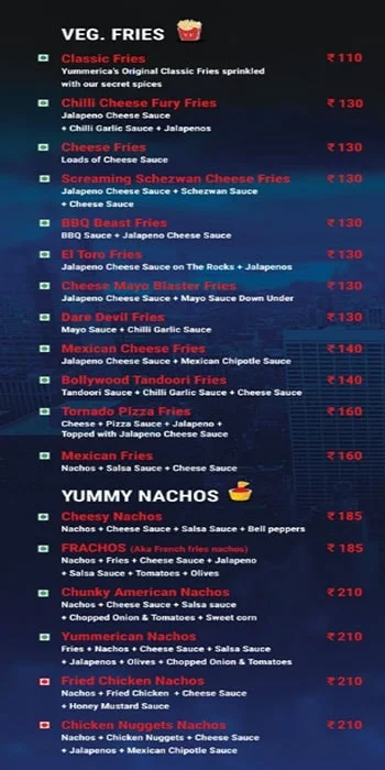 Yummerica Fries menu 