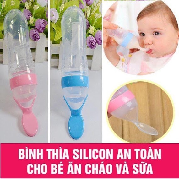 Bình Thìa Ăn Dặm Silicon Siêu Mềm Cho Bé