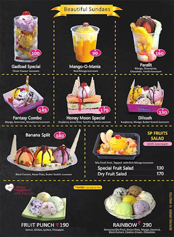 Cream Chills menu 