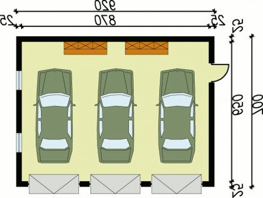 G5 szkielet drewnniany, garaż trzystanowiskowy - Rzut garażu
