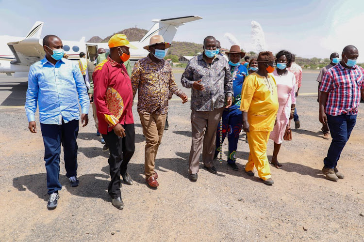 ODM party leader Raila Odinga when he arrived in Lodwar Town for a three-day day tour of the great County of Turkana.