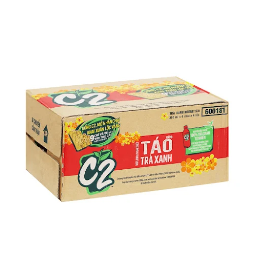 Thùng 24 Chai Trà Xanh C2 Hương Táo 360ml