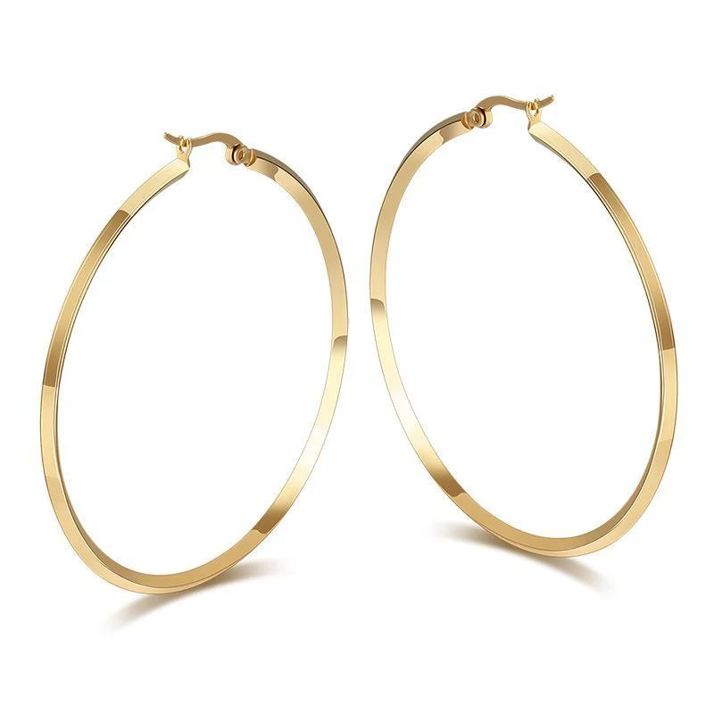 Pendientes Grandes Estilo Urbano Sencillo Joyería Acero Titanio para un Look Moderno y Elegante. Perfectos para el día a día.