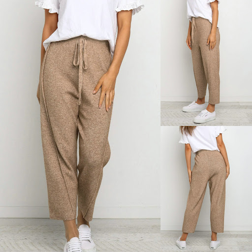 Title 6, European and American Summer Casual Pants Knitt...