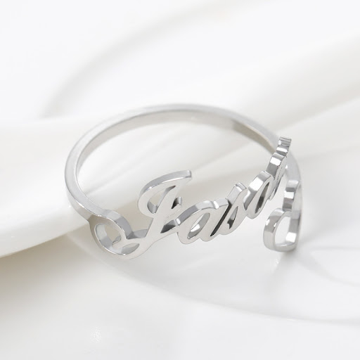 Title 2, Letter Stainless Steel Ring. Personalized and s...