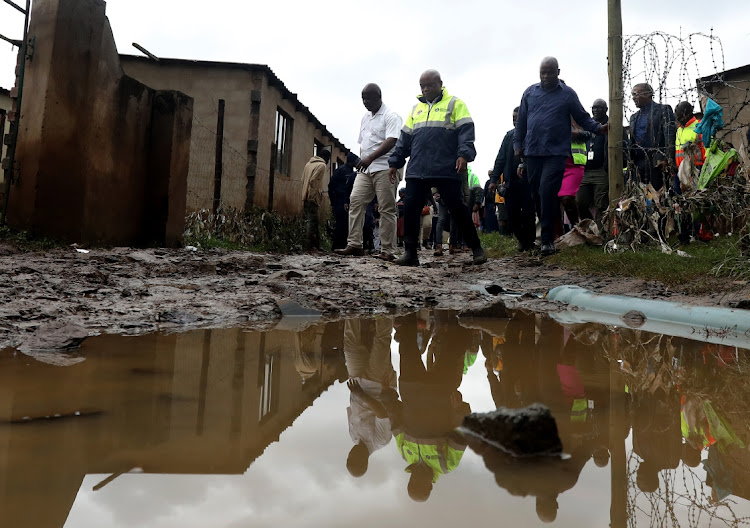 MEC for co-operative governance and traditional affairs (Cogta) Sihle Zikalala visits flood victims in Peace Valley.