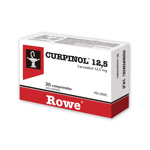 Carvedilol 12,5 mg Curpinol Rowe Caja x 30 Comprimidos     