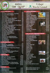 Udupi Ruchi Grand menu 2