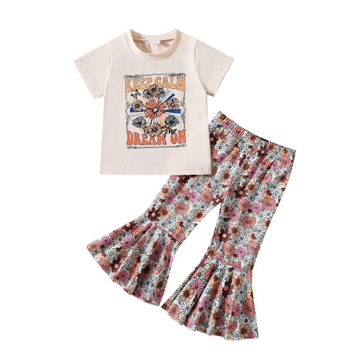 Title 5, New Childrens Flower Print Short Sleeve Top an...