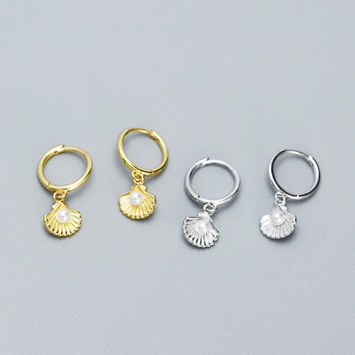Title 7, Ocean Style Shell Pearl Ear Clip Ear Studs, Hig...