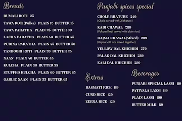 Punjabi Spices menu 