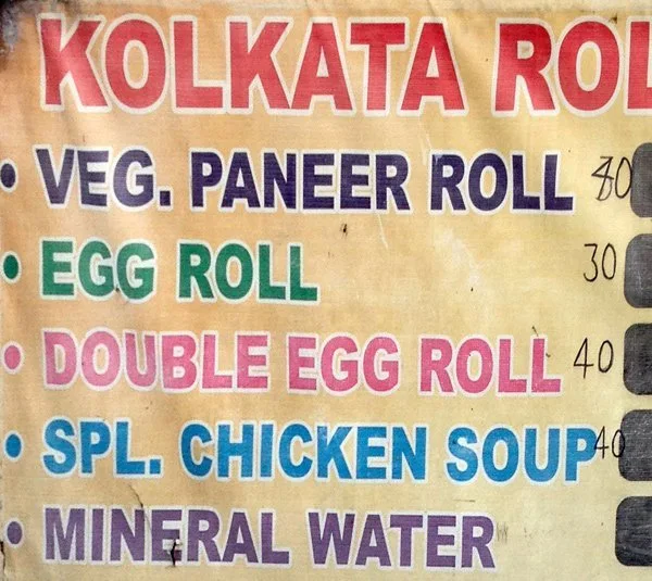 Kolkata Rolls menu 