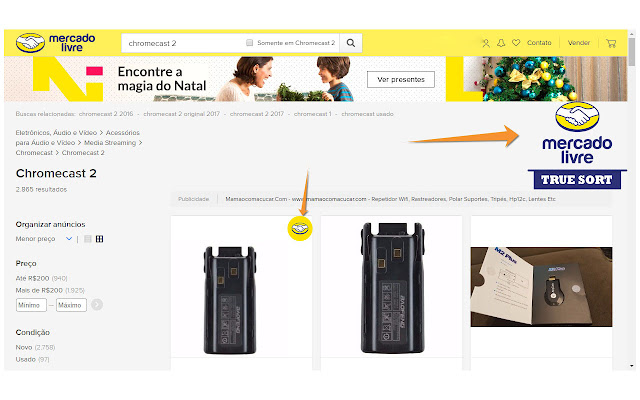 Mercado Livre TrueSort a verdadeira ordenação chrome extension