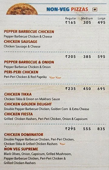 Domino's Pizza menu 