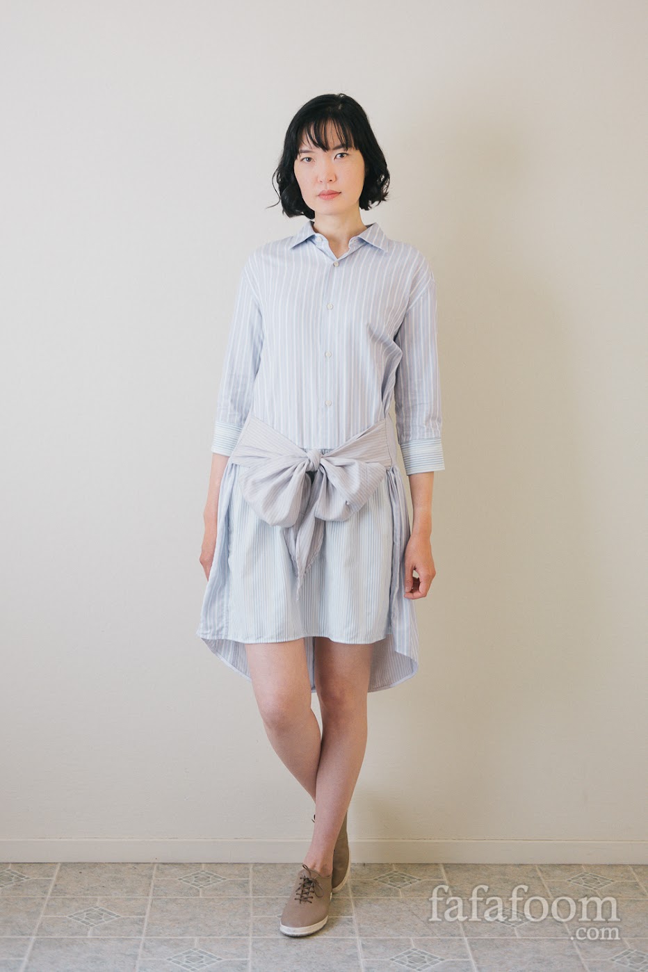 Styling: DIY Shirt Dress with Bow Waist Tie - DIY Fashion Garment | fafafoom.com