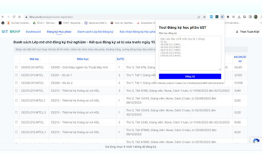 Tool Đăng ký học phần UIT