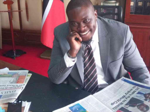 Nairobi Senator Johnson Sakaja as pictured in his office on July 12, 2018. /COURTESY