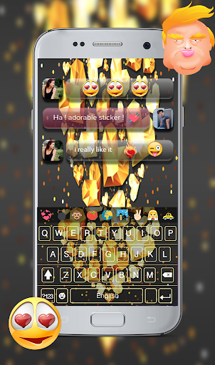Golden Love Diamond Go Keyboard Theme